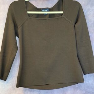 Ann Taylor Brown Raglan 3/4 Sleeve Fitted Blouse